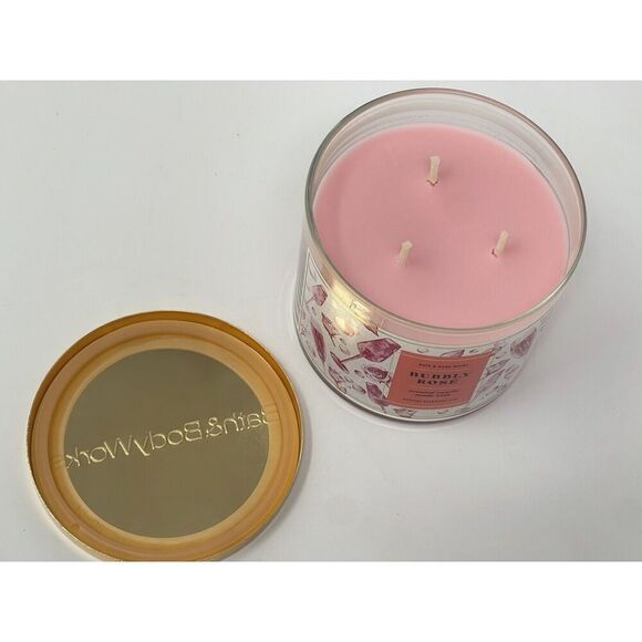 Bath & Body Works BUBBLY ROSE 3 Wick Candle New Unburned Pink 14.5oz - Picture 2 of 4